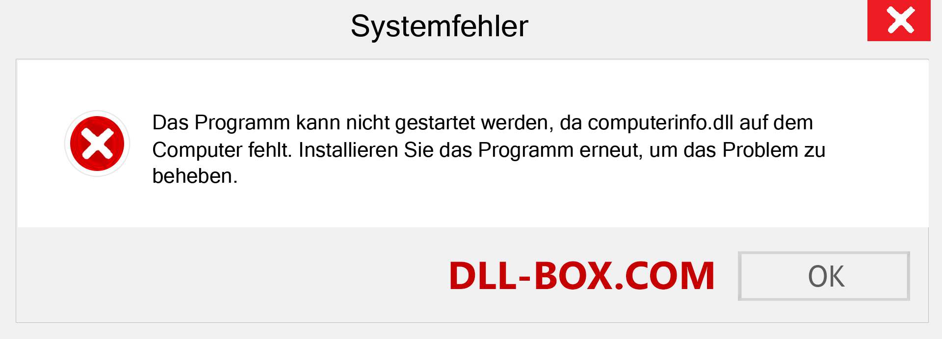 computerinfo.dll-Datei fehlt?. Download für Windows 7, 8, 10 - Fix computerinfo dll Missing Error unter Windows, Fotos, Bildern