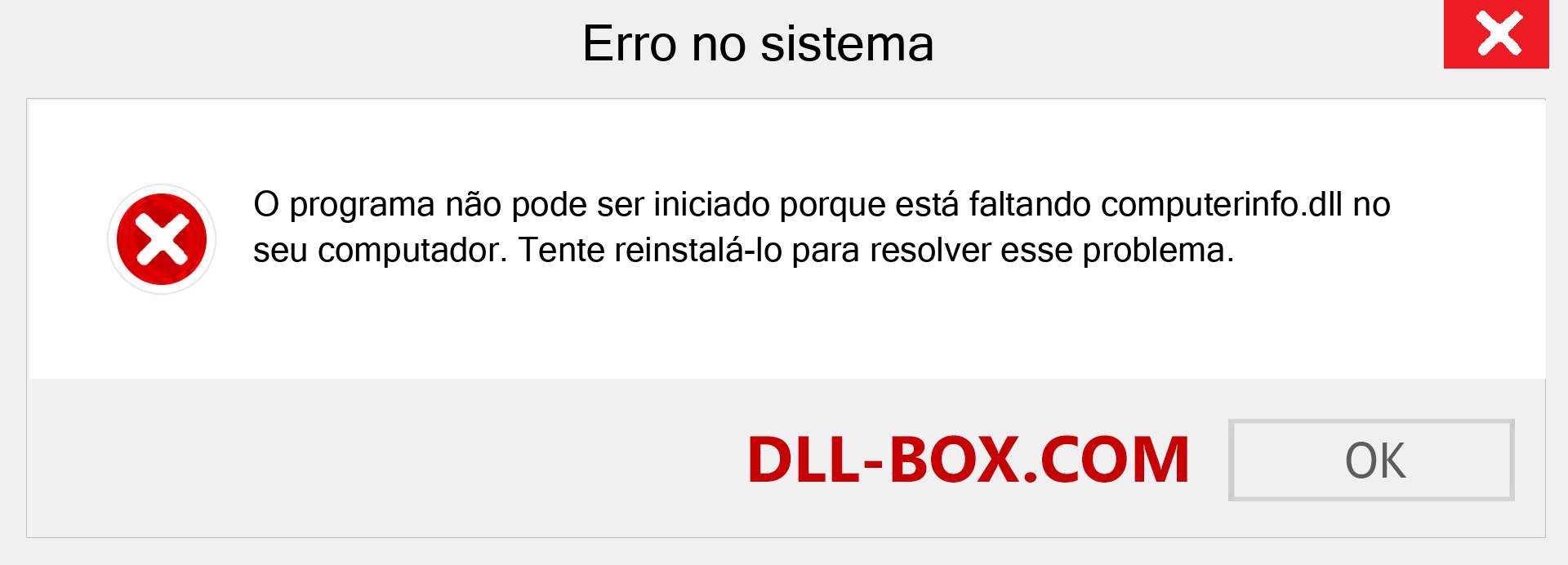 Arquivo computerinfo.dll ausente ?. Download para Windows 7, 8, 10 - Correção de erro ausente computerinfo dll no Windows, fotos, imagens